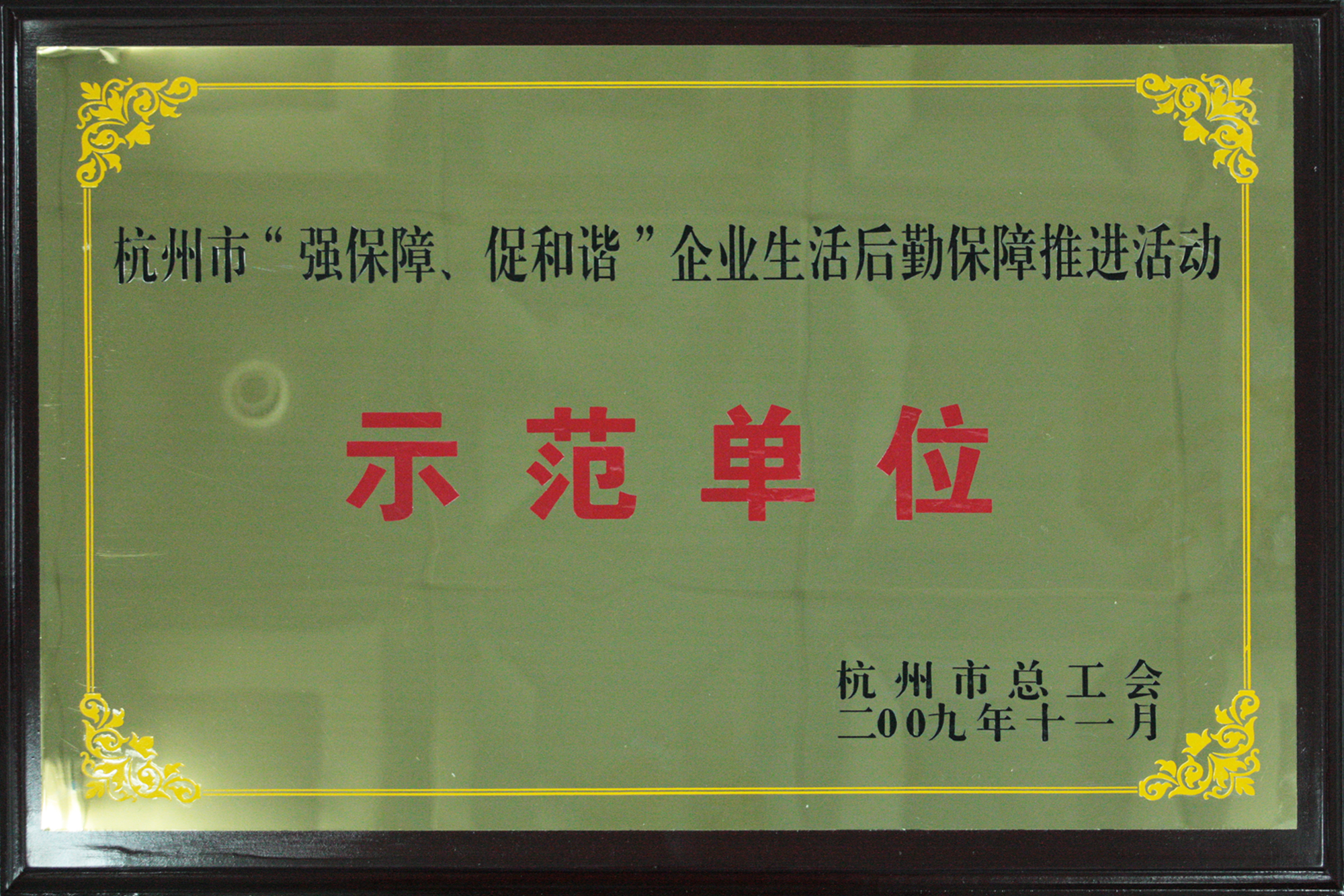 2009年度杭州市“強(qiáng)保障、促和諧”企業(yè)生活后勤保障推進(jìn)活動(dòng)示范單位